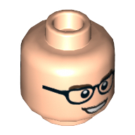 Minifig Head Leonard Hofstadter, Dual Sided, Glasses, Brown Eyebrows, Open Mouth / Confused [Hollow Stud] Hellnougat