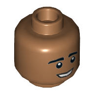 Minifig Head Raj Koothrappali, Dual Sided, Eyebrows, Open Mouth Smile / Worried [Hollow Stud] Mittelnougat