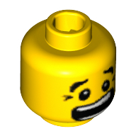 Minifig Head, Eyebrows, Pupils, Brown Chin Dimple / Mouth Open Scared, Brown Crow's Feet Print Gelb