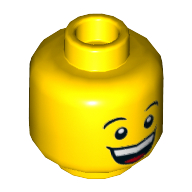 Minifig Head Bluecoat Soldier, Large Smile / Sad with Tear Yellow