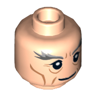 Minifig Head Gandalf, Thick Gray Eyebrows, Cheek Lines and Wrinkles Print Light Nougat