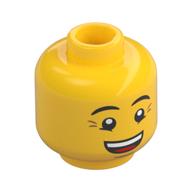 Minifigur-Kopf Ronny, Augenbrauen, Krähenfüße, offener lächelnder Mund / flaues Gesicht mit Schweißtropfen (bedruckt)