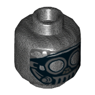 Minifig Head Unkar's Thug, Mask with Goggles and Metal Mouth Grate Print [Hollow Stud] Pearl Titanium