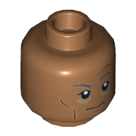 Minifig Head First Order Officer, Dark Gray Eyebrows, Cheeks, Forehead and Chin Lines, Shadows Under Eyes Print [Hollow Stud] Medium Nougat