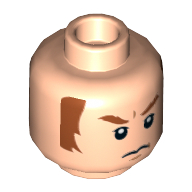 Minifig Head Captain Boomerang / General Hux, Dark Orange Eyebrows and Sideburns, Frown Print [Hollow Stud] Hellnougat