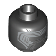 Minifig Head Kylo Ren, Mask with Silver Lines Print [Hollow Stud] Black