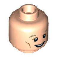 Minifig Head The Doctor (Eleventh), Dual Sided, Dark Tan Eyebrows, Cheek Lines, Open Mouth Smile / Determined Print [Hollow Stud] Light Nougat