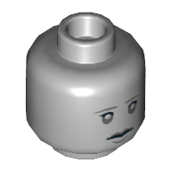 Minifig Head Weeping Angel, Dual Sided, Gray Eyebrows, Eyes and Lips, Sad / Open Mouth Angry Print [Hollow Stud] Light Bluish Gray