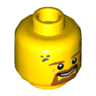 Minifig Head Bill, Brown Eyebrows, Beard, Moustache, Gray Spot / Marking on Temple Gelb