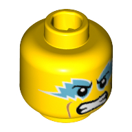 Minifig Head Wrestling Champion, Medium Azure Eye Paint, Clenched Teeth Print [Hollow Stud] Gelb