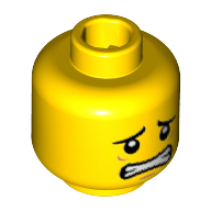 Minifig Head Shark Suit Guy, Eyebrows, White Pupils, Smile with Teeth / Scared Print Yellow