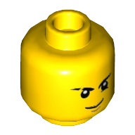 Minifig Head Jay, Firm Grin / Worried Print Gelb