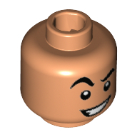Minifig Head Aladdin, Eyebrows, Raised Right Eyebrow, Crooked Open Smile print [Hollow Stud] Nougat