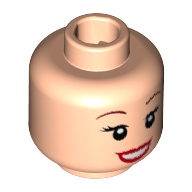 Minifig Head Ariel, Brown Eyebrows, Eyelashes, Red Lips, Open Mouth Smile Print Hellnougat