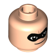 Minifig Head Bob Parr (Mr. Incredible), Furrowed Brow Lines, Black Eyemask, Thin Smile Print [Hollow Stud] Light Nougat