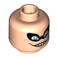 Minifig Head Syndrome, Black Eyemask, Blue Eyes, Freckles, Wicked Grin with Teeth, Small Chin Line Print Hellnougat