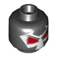 Minifig Head Bane, Dual Sided Wrestler Mask with Large Red Eyes / Lime Hose Print [Hollow Stud] Schwarz