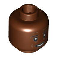 Minifig Head Jérôme (Jerome) Boateng, Eyebrows, Goatee, White Pupils, Laugh Lines, Open Smile with Teeth Print [Hollow Stud] Rotbraun