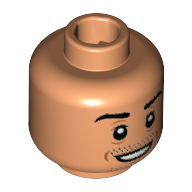 Minifig Head Mesut Özil, Eyebrows, Chin and Moustache Stubble, White Pupils, Open Smile Print [Hollow Stud] Nougat