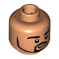 Minifig Head Sami Khedira, Beard and Stubble, White Pupils, Small Open Smile Print [Hollow Stud Nougat
