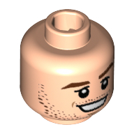 Minifig Head Christoph Kramer, Reddish Brown Eyebrows, Stubble, White Pupils, Chin Dimple, Open Smile Print [Hollow Stud] Light Nougat
