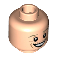 Minifig Head Max Kruse, Dark Tan Eyebrows, Chin Stubble, White Pupils, Cheek Lines, Open Smile Print [Hollow Stud] Hellnougat