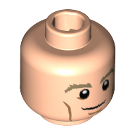 Minifig Head Manuel Neuer, Dark Tan Eyebrows, White Pupils, Cheek Lines, Smile Print [Hollow Stud] Hellnougat