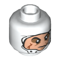 Minifig Head Dengar, Head Wrap with Buttons, Scars and Sunken Eyes Print [Hollow Stud] Weiß