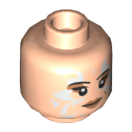 Minifig Head Naare, Peach Lips, White Tribal Tattoos, Smile / Red Tribal Tattoos, Angry Print Light Nougat