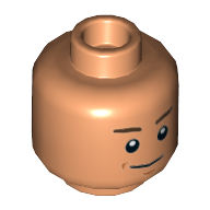 Minifig Head Zander, Brown Eyebrows, Chin Dimple, Smile Print [Hollow Stud] Nougat