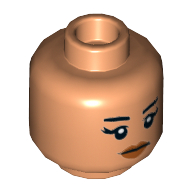 Minifig Head Kordi, Eyebrows, Eyelashes, Peach Lips Print Nougat