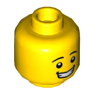 Minifig Head, Eyebrows, Open Mouth Smile, with Teeth Gelb