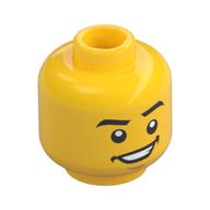 Minifig Head Dareth, Eyebrows, Wide Smile, Chin / Eyes Closed, Singing Print Yellow