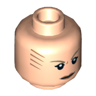 Minifig Head The Ancient One, Dark Tan Eyebrows, Orange Lips and Tattoo Lines on Front and Back Print [Hollow Stud] Hellnougat