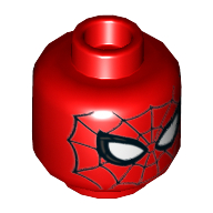 Minifig Head Spider-Man, Small White Eyes, Black Web Print [Hollow Stud] Rot