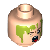 Minifig Head Dr Peter Venkman, Dual Sided, Confused / Slimed with Tongue Print [Hollow Stud] Hellnougat