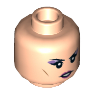 Minifig Head Dana Barrett, Dual Sided, Purple Eyeliner, Red Lipstick / Possessed Print [Hollow Stud] Hellnougat