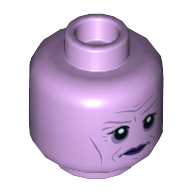 Minifig Head Library Ghost, Eyes, Purple Lips, Neutral / Open Mouth with Fangs Print Lavender