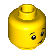 Minifig Head Penguin Boy, Raised Eyebrows, White Pupils, Lopsided Smile with Black Tongue Out Print Yellow