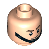 Minifig Head Death Star Trooper / AT-ST Driver, Dual Sided, Chin Strap, Brown Eyebrows, Smile, Frown Print [Hollow Stud] Hellnougat