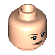 Minifig Head Erin Gilbert, Dual Sided, Reddish Brown Eyebrows, Dark Tan Lips, Neutral / Scared Print [Hollow Stud] Light Nougat