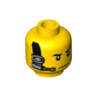 Minifig Head Spy, Eyebrows, White Pupils, Black and Silver Headset Print [Hollow Stud] Yellow