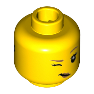 Minifig Head Wildlife Photographer, Silver Goggles with Medium Azure Lenses / Dark Tan Eyebrows and Wink Print Yellow
