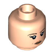 Minifig Head, Brown Eyebrows, Peach Lips, Beauty Mark, Neutral / Angry Print Light Nougat