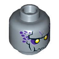 Minifig Head Roog, Yellow Eyes, Jagged Rock Mouth, Open Mouth / Closed Mouth Print [Hollow Stud] Sandblau
