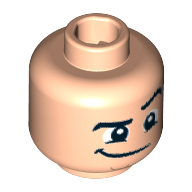 Minifig Head Superman, Dual Sided, Raised Eyebrow, Lopsided Grin Print [Hollow Stud] Hellnougat