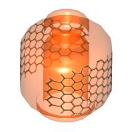 Minifig Head (No Face), Honeycomb Print Trans-Neon Orange
