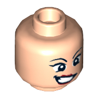 Minifig Head Wonder Woman, Wide Eyes, Red Lips, Crooked Grin Print [Hollow Stud] Hellnougat