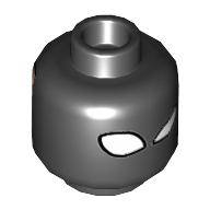Minifig Head Magneto, Dual Sided, Light Nougat Face with White and Gray Eyebrows, and Frowning Mouth / Large White Almond Shape Eyes [Hollow Stud] Schwarz