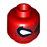 Minifig Head Spider-Man, White Eyes with Left Eye Winking, Black Web Print [Hollow Stud] Red